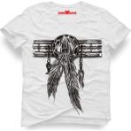 Tshirthane Dreamcatcher wolf tuy Erkek T-Shirt - Beyaz