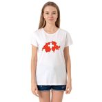 Tshirthane Euro 24 Switzerland Bisikletyaka Kadın Beyaz Sweatshirt