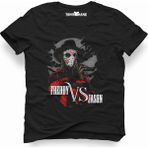 Tshirthane Freddy VS jason Siyah Erkek T-shirt