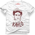 Tshirthane Frida Kahlo Vektörel Unisex Kalıp Beyaz Erkek T-Shirt - XS