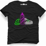 Tshirthane Grafitti neon light Siyah Erkek T-shirt