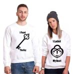 Tshirthane Heart Key Sevgili Kombinleri Sweatshirt Kombini