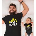 Tshirthane Inşaat Araçları Baba Oğul Kız (Tek Ürün Fiyatıdır Kombin Yapmak Için En Az 2 Adet Sepete Ekleyiniz) - 3 - 6 Ay - Siyah