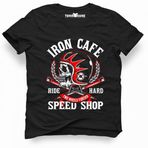 Tshirthane İron Cafe Speed Shop Siyah Erkek T-shirt