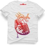 Tshirthane Kalbim müzikle carpiyor Erkek T-Shirt - XS - Beyaz