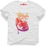 Tshirthane Kalbim müzikle carpiyor Erkek T-Shirt - XXXL - Beyaz