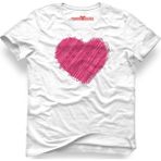 Tshirthane Kalp Heart Beyaz Erkek T-Shirt - M