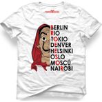 Tshirthane La Casa De Papel El Profesor Berlin Rio Tokio Beyaz Erkek T-Shirt - M