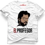 Tshirthane La Casa De Papel El Profesor Beyaz Erkek T-Shirt