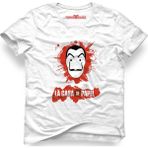Tshirthane La Case De Papel Kırmızı Fırça Beyaz Erkek T-Shirt - XS
