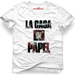 Tshirthane La Case De Papel Oslo Beyaz Erkek T-Shirt - XL