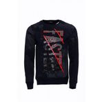 Tshirthane Lacivert Taşlı Baskılı Desenli Sweatshirt