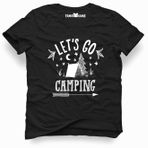 Tshirthane Lets Go Camping Çadir Siyah Erkek T-shirt