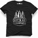 Tshirthane Lets Go Camping Çam Siyah Erkek T-shirt