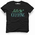 Tshirthane Lets Go Camping Tipografi Siyah Erkek T-shirt