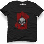 Tshirthane motörhead iskambil kurukafa kırmızı beyaz Erkek T-Shirt - XS - Siyah