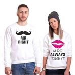 Tshirthane Mr..Right Mrs.. Always Right Sevgili Kombinleri Sweatshirt Kombini, Kadın, M-Tek Ürün Fiyatıdır, Kombin Yapmak İçin En Az 2 Adet Sepete Ekleyiniz