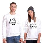 Tshirthane Mr Right Sevgili Kombinleri Sweatshirt Kombini, Erkek, XL-Tek Ürün Fiyatıdır, Kombin Yapmak İçin En Az 2 Adet Sepete Ekleyiniz