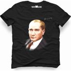 Tshirthane Mustafa Kemal Atatürk Siyah Erkek T-Shirt - XL