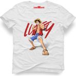 Tshirthane One Piece Luffy Beyaz Erkek T-Shirt