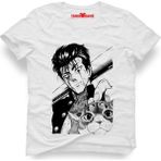 Tshirthane One Punch Man cat Erkek T-Shirt - L - Beyaz