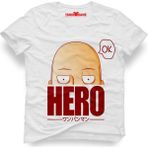 Tshirthane One Punch Man Hero ok Erkek T-Shirt - XS - Beyaz