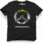 Tshirthane Overwatch logo Tipografi Siyah Erkek T-shirt