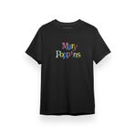 Tshirthane P17205S7813 Mary Poppins Colorful Letters Siyah Kısa Kol Erkek T-shirt