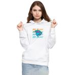 Tshirthane P19159S3794 Mr Beast Lettern 3ip Kapşonlu Kadın Beyaz Sweatshirt