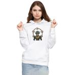Tshirthane P20780S7978 Demon Slayer Anime Hantengu Clone 3ip Kapüşonlu Kadın Beyaz Sweatshirt