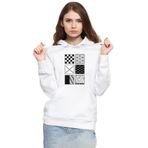 Tshirthane P20832S9241 Demon Slayer Anime Patterns 3ip Kapüşonlu Kadın Beyaz Sweatshirt