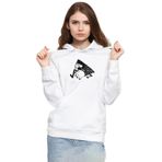 Tshirthane P22034S2475 Monogatari Anime Suruga Monkey Symbol 3ip Kapşonlu Kadın Beyaz Sweatshirt