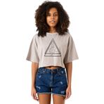 Tshirthane P22567S3131 Princess Mononoke Wolves Taş Rengi Kadın Crop