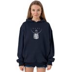 Tshirthane P23996S5461 Dark Mono Lacivert 3 ip Kapüşonlu Kadın Sweatshirt