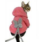Tshirthane Pinky Rabbit Sweatshirt Kapşonlu Kedi Kıyafeti Kedi Sweatshirt
