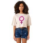 Tshirthane Purple Venus Symbol Bej Kadın Crop