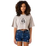 Tshirthane Rolling Quartz Logo Taş Rengi Kadın Crop