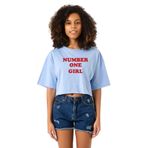 Tshirthane Rose Number One Girl Bebe Mavi Kadın Crop