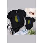 Tshirthane Sarı Lacivert Parmak İzi Baba Oğul Kız (TEK ÜRÜN FİYATI KOMBİN YAPMAK İÇİN 2ADET SEPETE EKLEYİNİZ) - 3XL - Siyah
