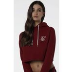 Tshirthane Siksilk Crop Bordo Kapşonlu Kadın Sweatshirt