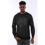 Tshirthane Siyah Taşlı Baskılı Sweatshirt