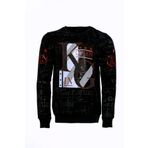 Tshirthane Siyah Taşlı ve Desenli Sweatshirt