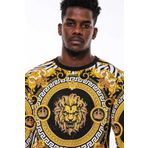 Tshirthane Siyah Üzerine Taşlı Baskılı Bisiklet Yaka Sweatshirt