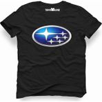 Tshirthane Subaru Mavi Logo Siyah Erkek T-Shirt - XL