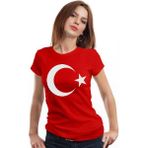 Tshirthane Türk Bayraklı Ay Yıldızlı Türk Bayrak Türk Bayrağı Bayrak - XS - Kırmızı