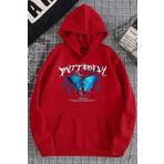 Tshirthane Unisex Blue Butterfly Baskılı Sweatshirt