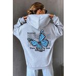 Tshirthane Unisex Kelebek Sırt Baskılı Sweatshirt