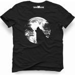Tshirthane Wolf Moon Siyah Erkek Tshirt
