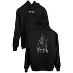 Tsk Göktürkçe Eski Türk Bozkurt Wolf Kurt Ön ve Arka Baskılı Sweatshirt Unisex Kapüşonlu Hoodie Siyah