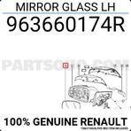 TŞT Renault Megane/Fluence Dış Ayna Camı Sol 2009- (Oem No: 963660174R)